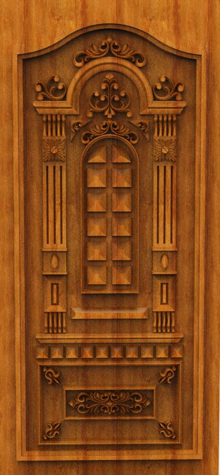 3D DOOR - OAK-92 Classic Arch Panel Architectural Wood Carving Design